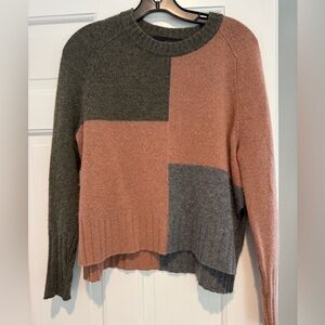 Autumn Cashmere Green and Pink Crew Neck Sweater